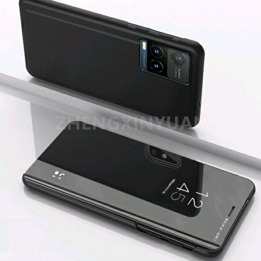 Vivo Y21T VivoY21T Flip Clear View Standing Cover Mirror Case Casing
