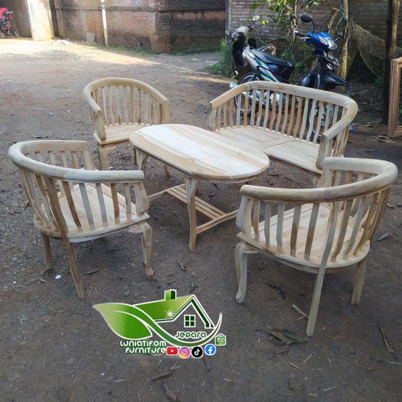 Kursi Tamu Betawi Kayu Jati Mentahan