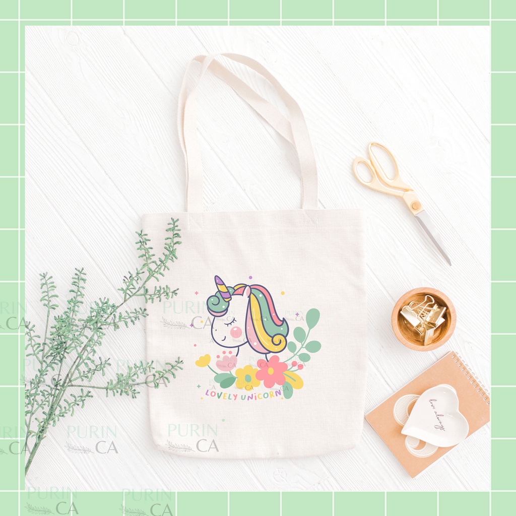 Tote bag Kanvas Gambar CUTE UNICORN