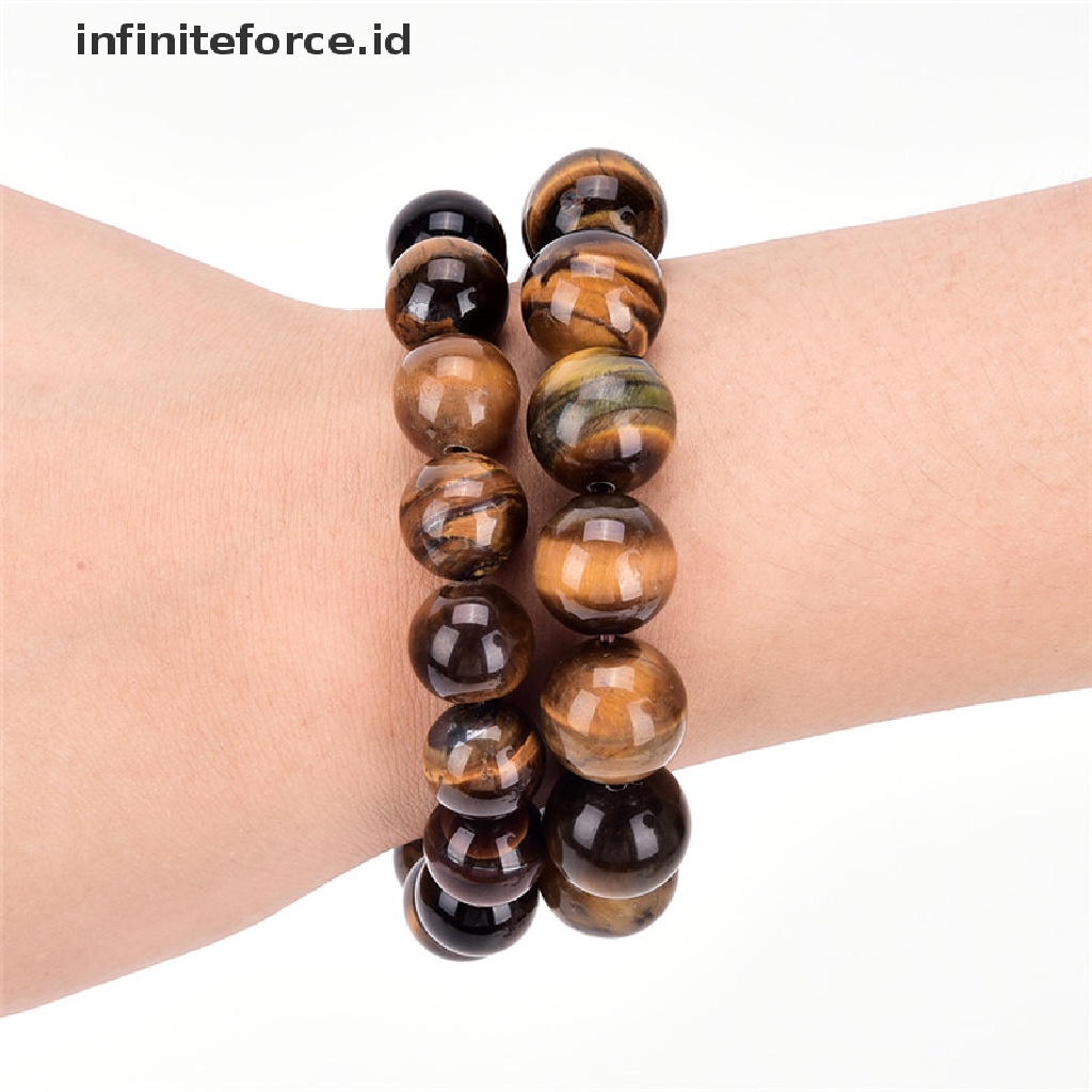 (Infiniteforce.Id) Gelang Manik Batu Tiger Eye Alami Untuk Pria / Wanita