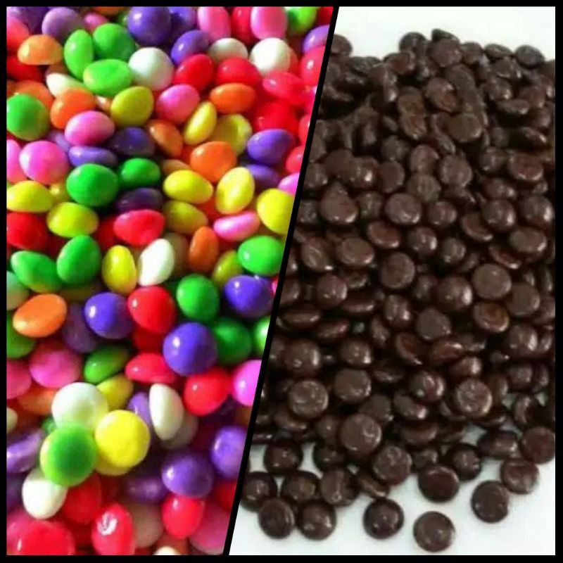 

Choco chips topping hiasan kue es krim roti cokelat coklat warna warni setengah 1/2 bulat segitiga kerucut 100 gram