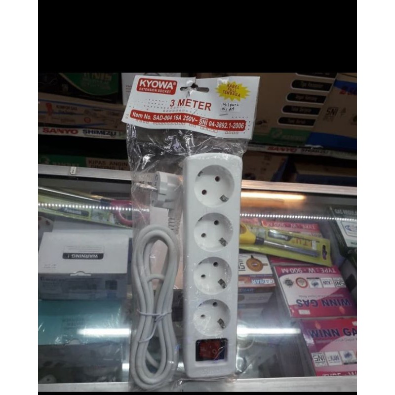 STOP KONTAK KYOWA 3 LUBANG + KABEL 3 METER