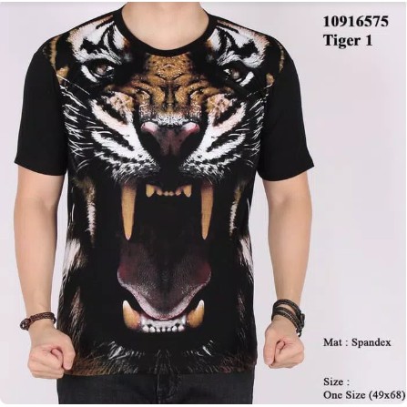 Bisa (COD) Pakaian Pria Baju Kaos Motif Macan Harimau 3D Animal Binatang Satwa