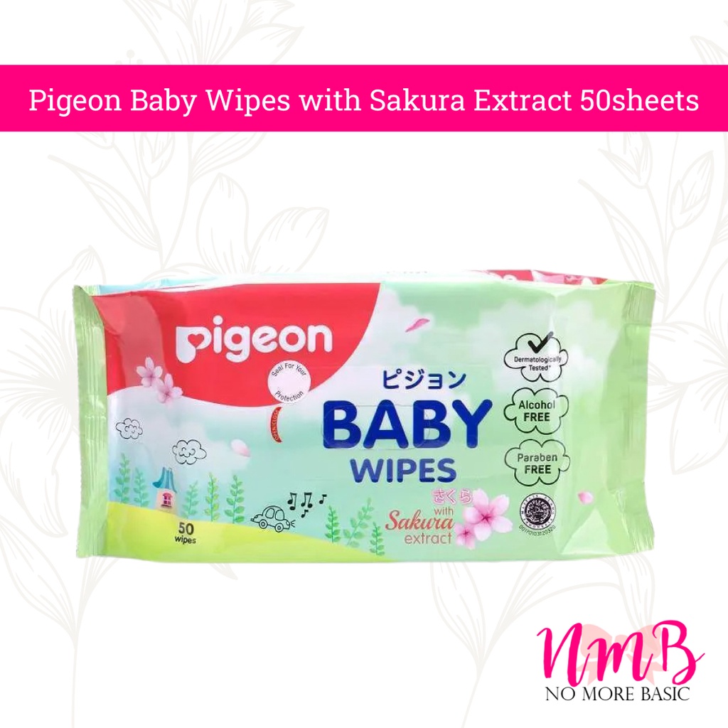 Pigeon Baby Wipes with Sakura Extract 50sheets Tisu Basah Bayi No Alkohol Buy 1 Get 1