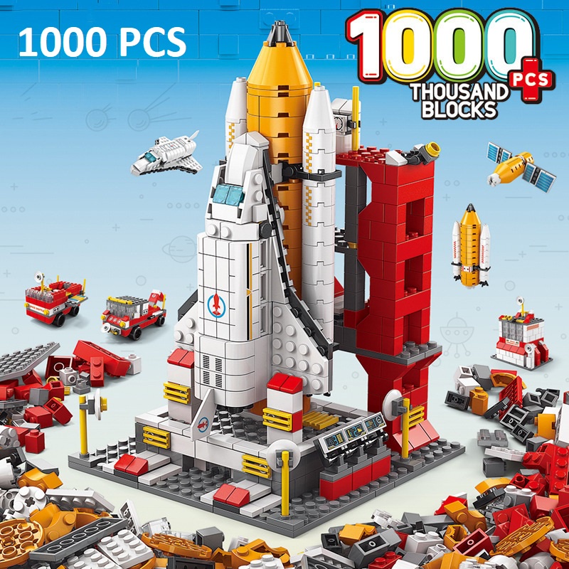 1000 PCS Blocks Mainan DIY Lego Brick Kapal Roket Astronot Pesawat Ulang-alik - Lego Pesawat Luar An