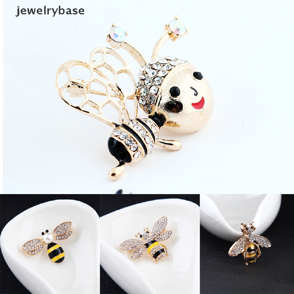 Bros Pin Enamel Bentuk Lebah Bumblebee Aksen Kristal Gaya Elegan Untuk Perhiasan