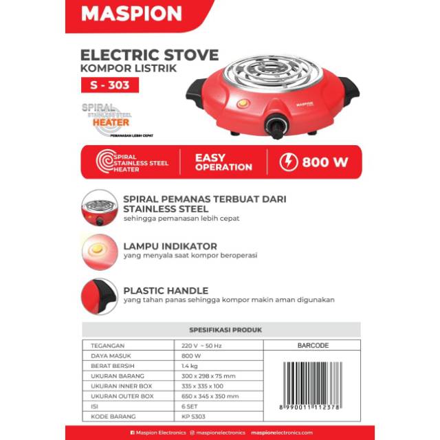 Maspion Kompor Listrik S303 / S 303