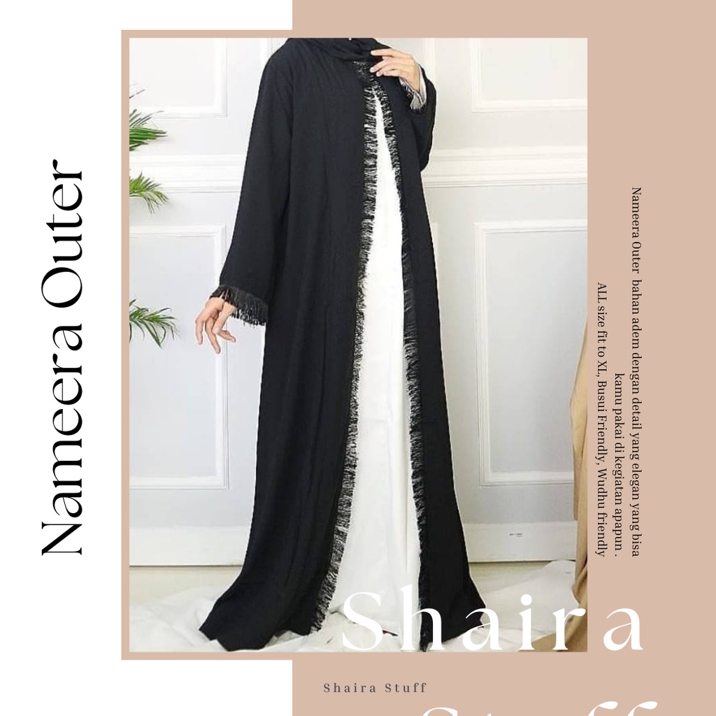 Outer Gamis Abaya Kekinian Nameera by Shaira Stuff untuk Outfit Wanita Hijab