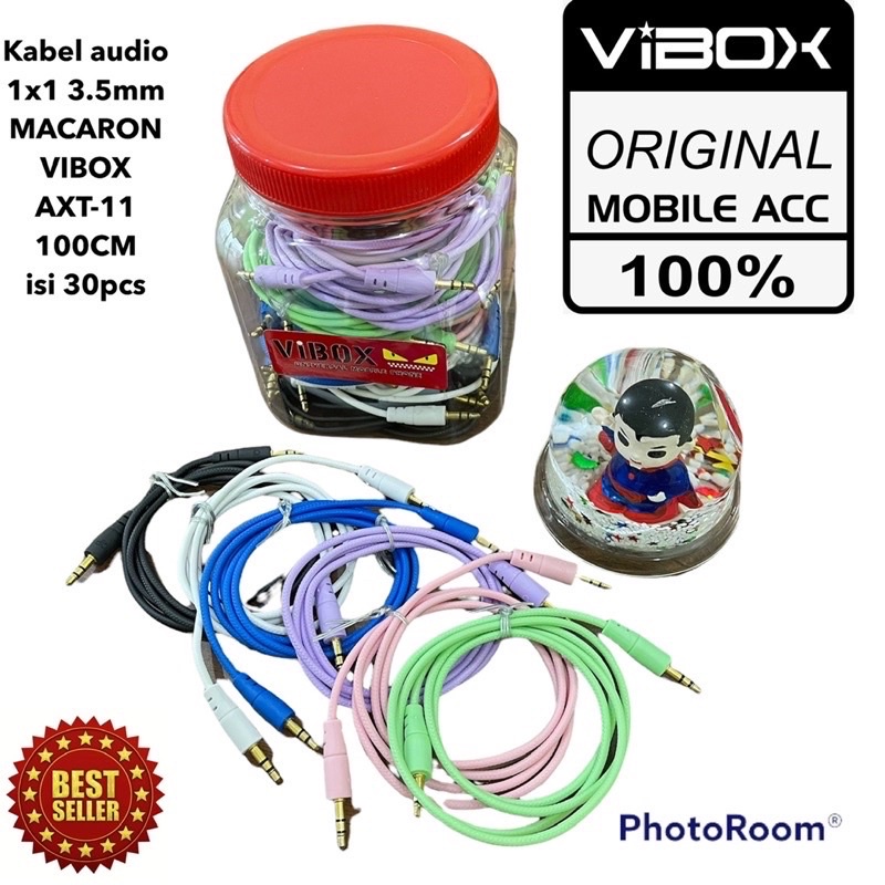 SEN-ISI 30PCS 1TOPLES KABEL AUX VIBOX AXT-11 AUDIO 3.5MM MACARON SUARA HD CLEAR