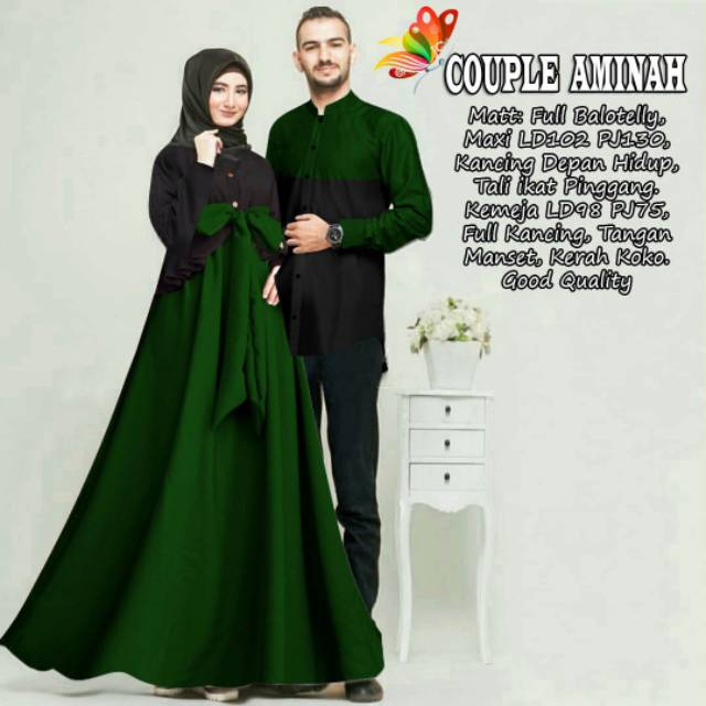 CP AMINAH FASHION PAKAIAN PASANGAN COUPLE GAMIS DAN KEMEJA BAHAN BALOTELLI JCHM