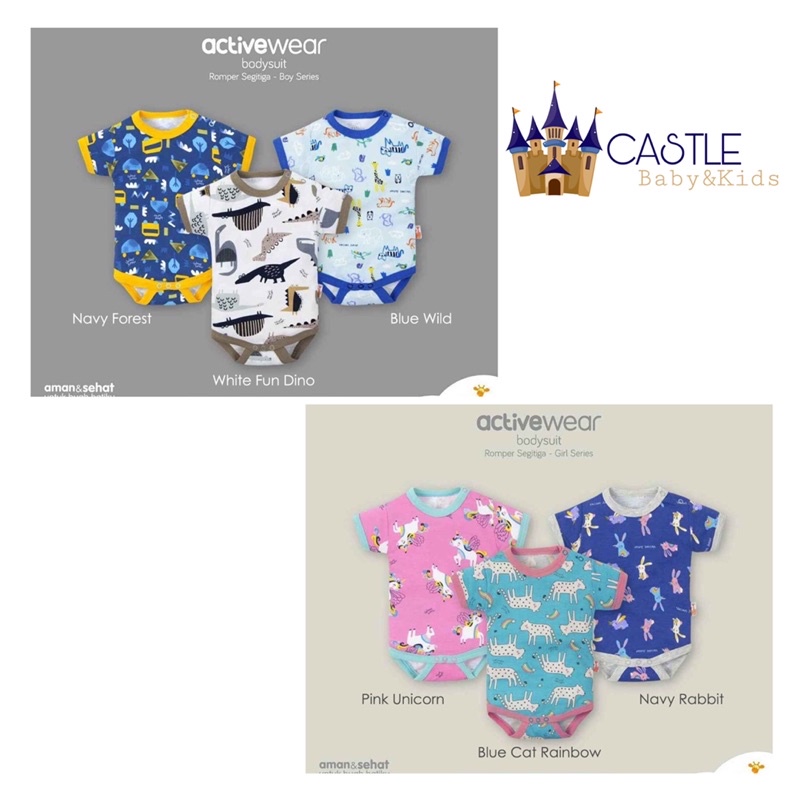 Castle - 3pc Velvet Active Wear Segitiga Pendek Baju kodok