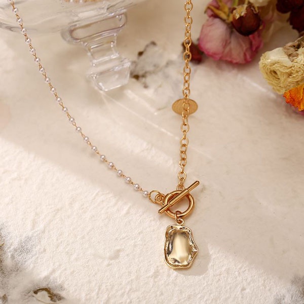 kalung golden alloy irregular meyal necklace jka228 (3E1)