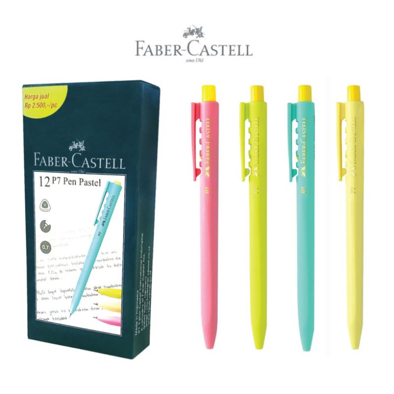 

[1 BOX / 12 PCS] FABER CASTELL Ballpen Pulpen P7 0.7mm Pastel Barrel