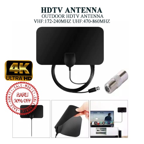 HDTV ANTENNA / ANTEN SINYAL TV DIGITAL / ANTENA TEMPEL INDOOR VHF UHF 1080P