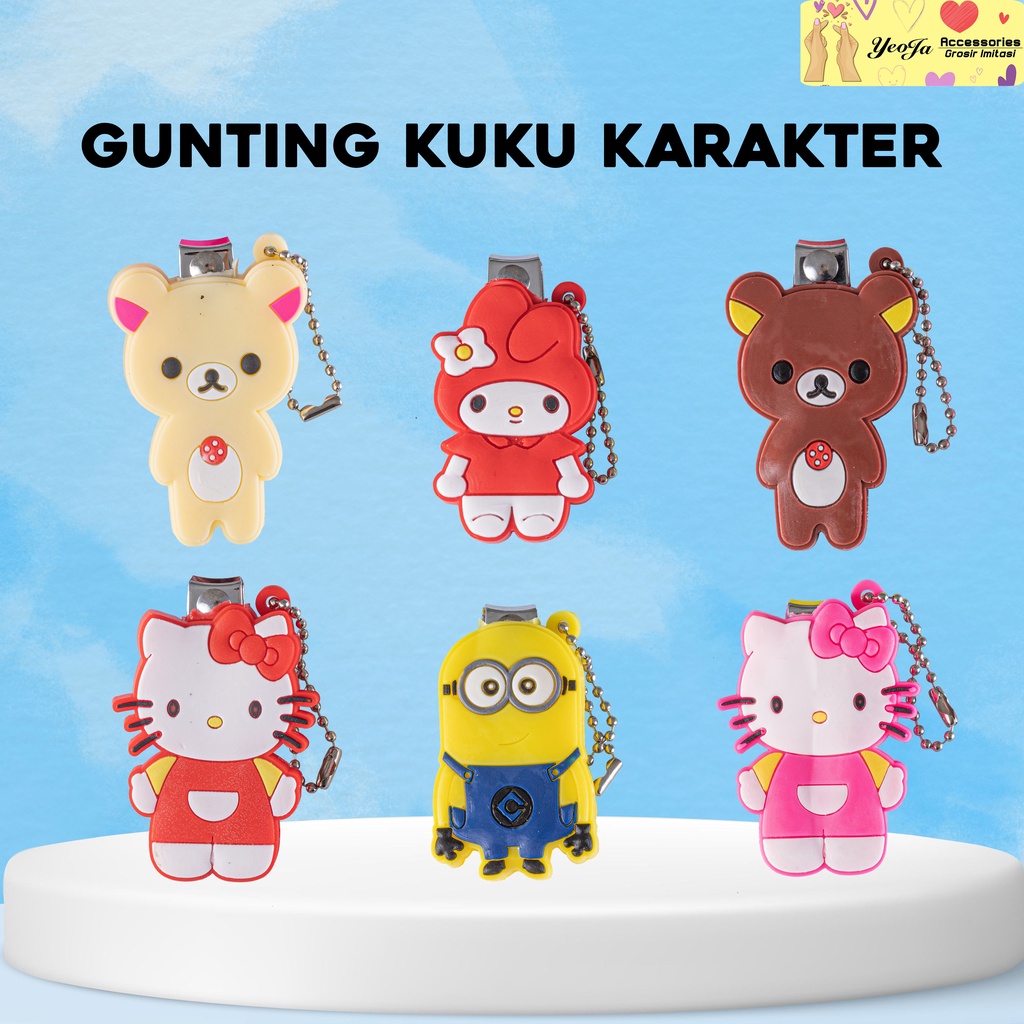 GUNTING KUKU / CUTE NAIL CLIPPER / ALAT GUNTING KUKU KARAKTER (GANTUNGAN KARET) - A08