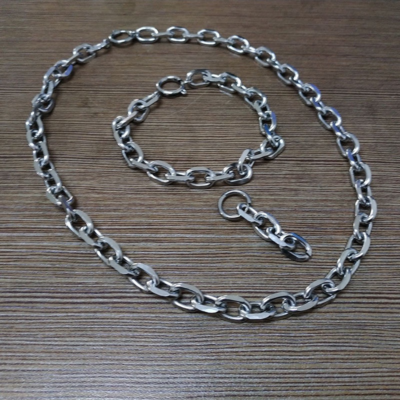 Klasik perhiasan baja titanium set sederhana tebal chain kalung hip hop Gelang ornamen aksesoris had