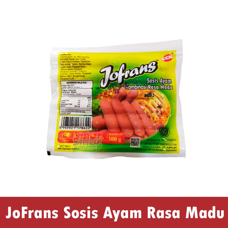 

[SINAR.FRESHMART] JOFRANS SOSIS AYAM KOMBINASI RASA MADU [300gr]