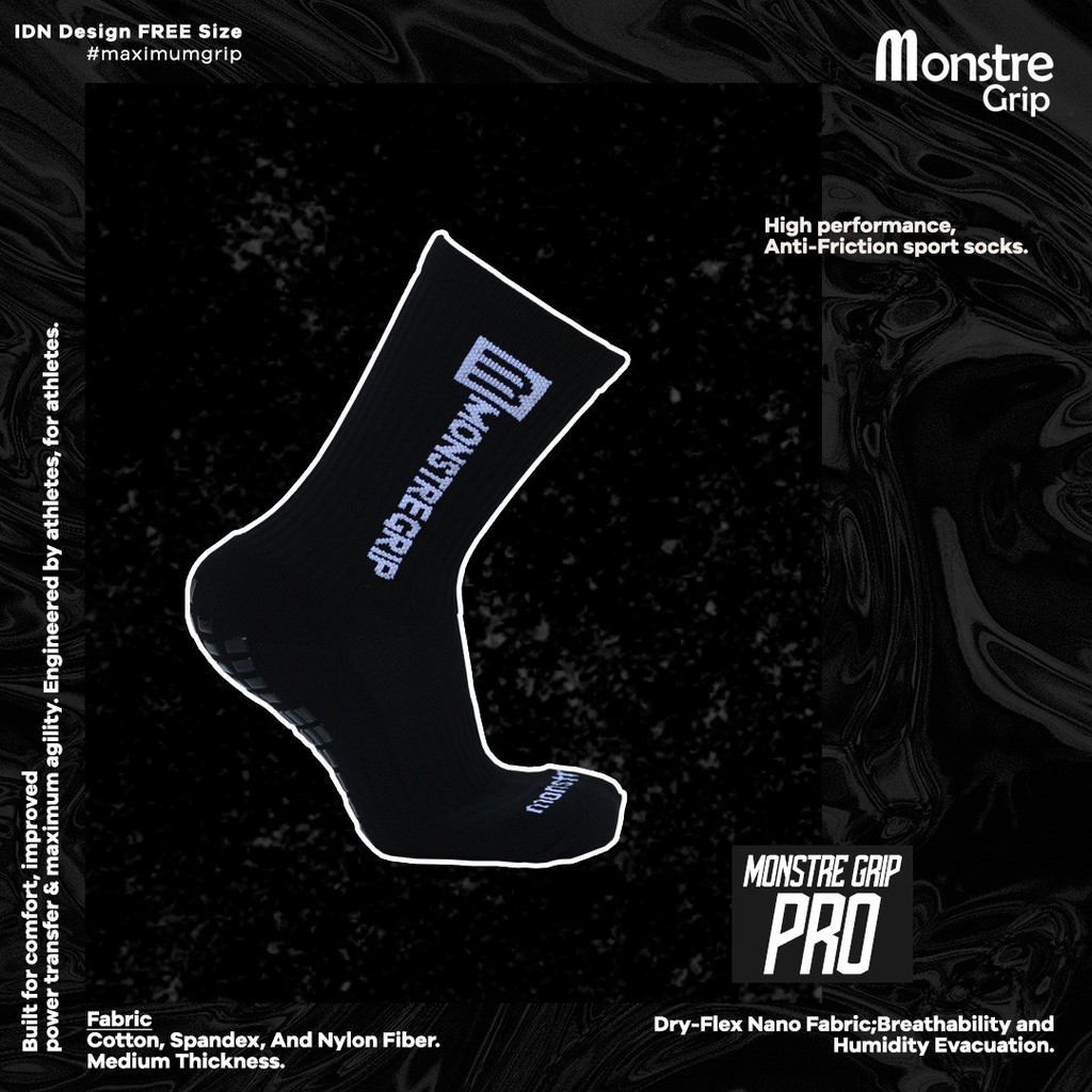 Kaos Kaki Monstre Grip Pro Black & White / Kaos Kaki Anti Slip Monstre Grip Original