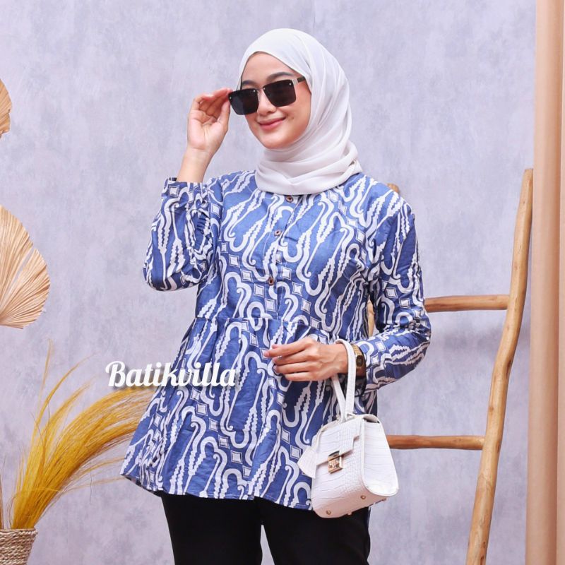 tey-17 Batik wanita ASJ SA HRB026 Kenongo Kemeja Tosca Pendek-Parang new