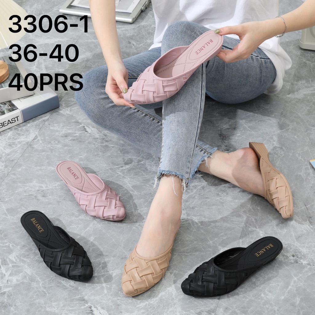 (COD) Sandal Sepatu Jelly Wanita Anyam Ketupat Balance 3306-1