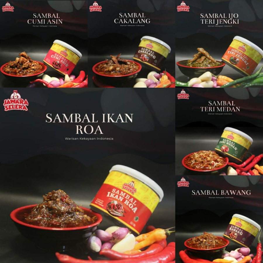 Sambal JS Jawara Selera All Varian HOT PROMO - 135Gram ll ROA II CAKALANG II BAWANG II CUMI ASIN II TERI MEDAN II TERI JENGKI II TERASI