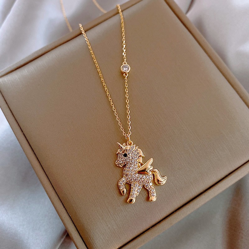 Korean fashion pony rhinestone men's and women's clavicle chain necklaces for girlfriends and girlfriends best jewelry to attend banquets to wear accessories factory wholesale in stock