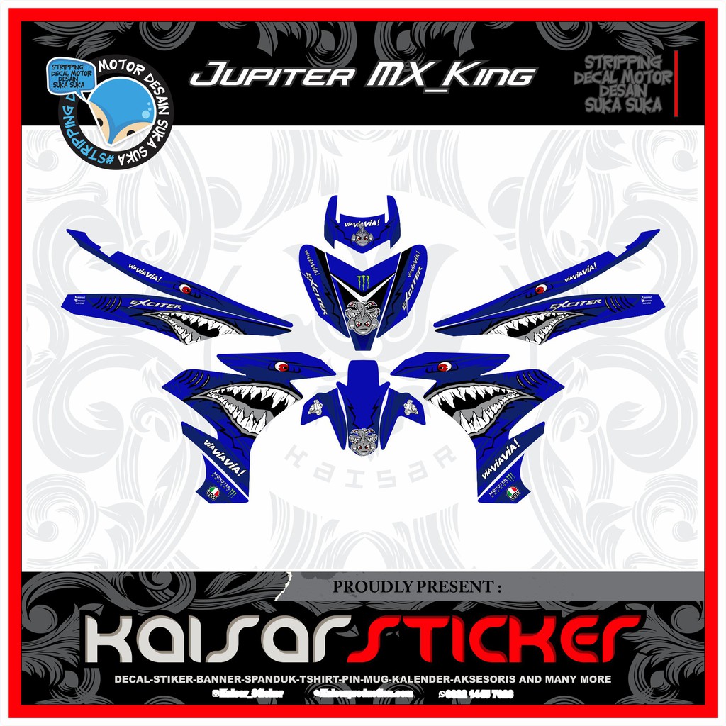 Decal Sticker Motor full body Stiker Yamaha Mx King 150 SHARK BIRU