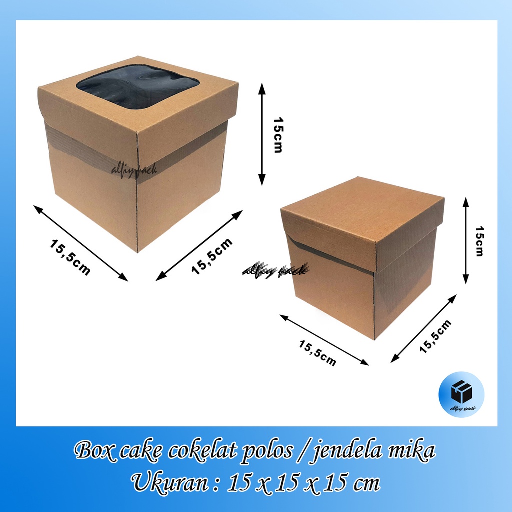 

1pack isi 10pcs BOX CAKE TART DUS CORRUGATED COKELAT POLOS / JENDELA MIKA UKURAN 15x15x15 CM KOTAK KARTON PACKAGING HAMPERS DUS BOLU TART SOUVENIR BOKS / GIFTBOX