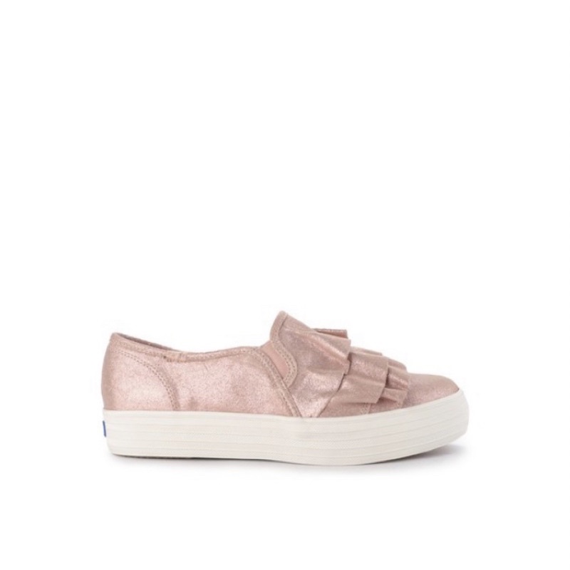 bnwb keds triple ruffle glitter suede slip on original