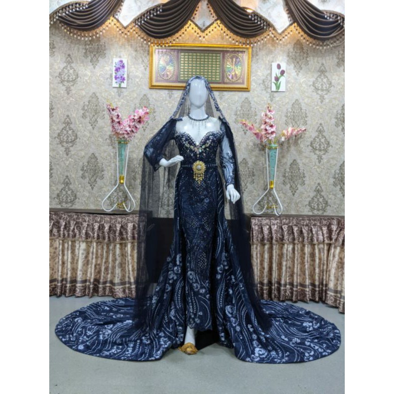 GAUN FULL PAYET EKOR MEWAH MODERN//GAUN TILE TRIDI WEDDING//BESKAP