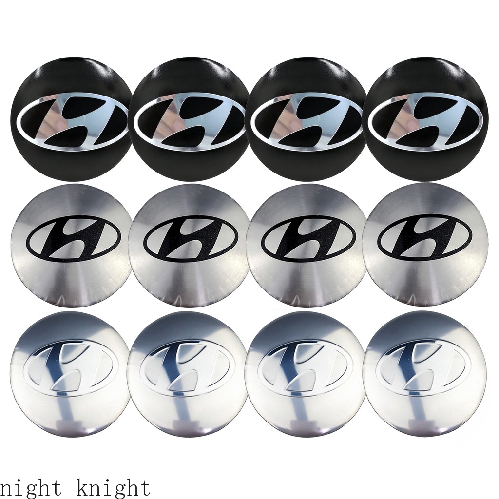 4pcs Stiker Emblem Badge Logo Hyundai Night Knight 56mm Untuk Velg Hub Mobil