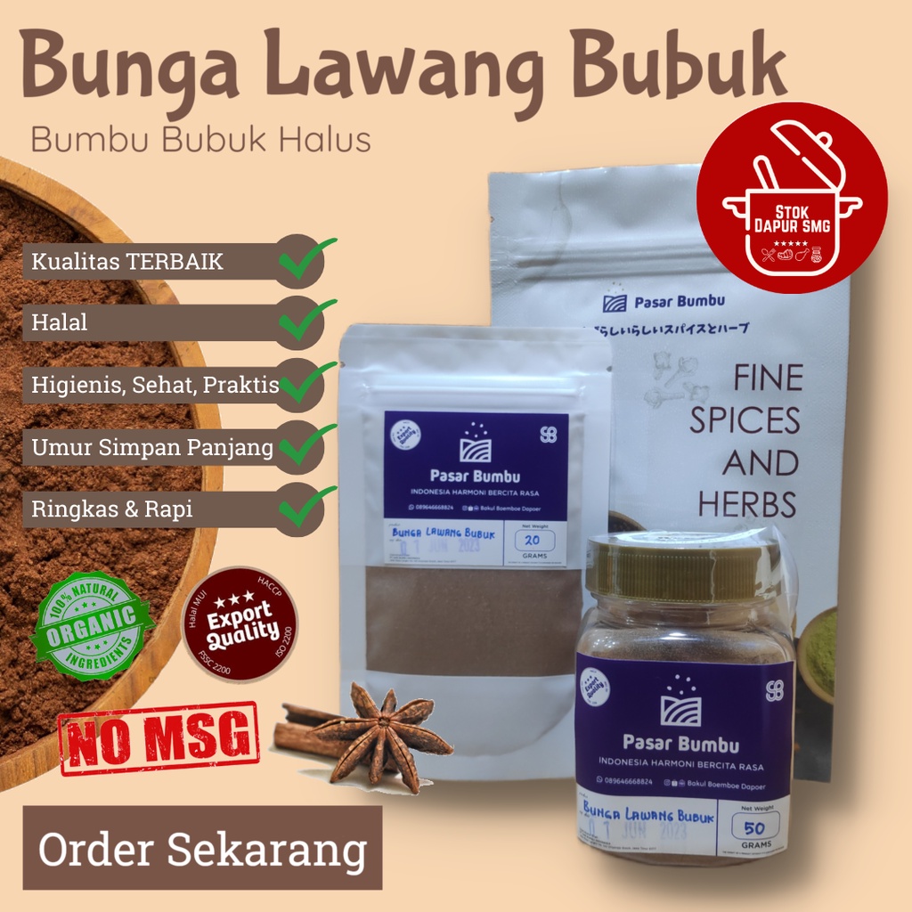 Jual Bumbu Dapur Rempah Bumbu Masak Bunga Lawang Pekak Star Anise Bubuk Gr Gr Gr Shopee