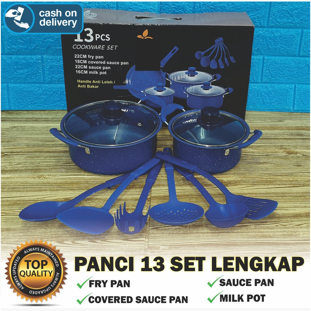 TERMURAH PANCI COOKWARE SET 13pcs / Panci 13 set Paket Peralatan Masak Dapur Tutup Kaca anti panas anti lengket bisa cod