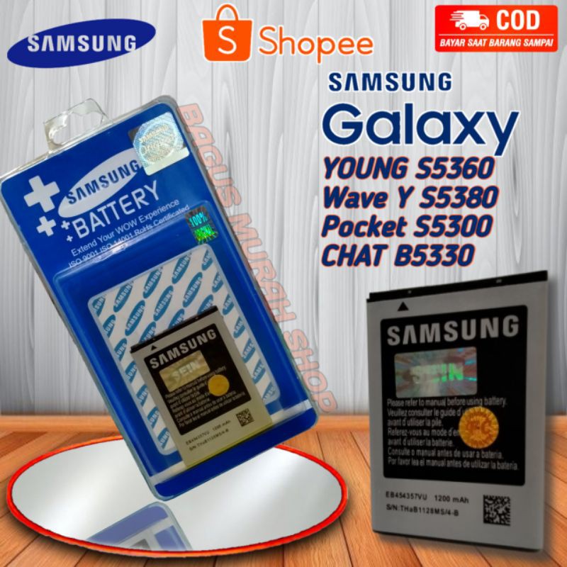 Baterai Batre Battery Samsung Galaxy Young S5360 pocket S5300 chat B5330 EB454357UV original sein