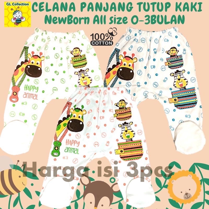 OBRAL! ISI 3PCS! CELANA PANJANG TUTUP KAKI BAYI NEWBORN ALL SIZE 0-3BULAN 100%KATUN