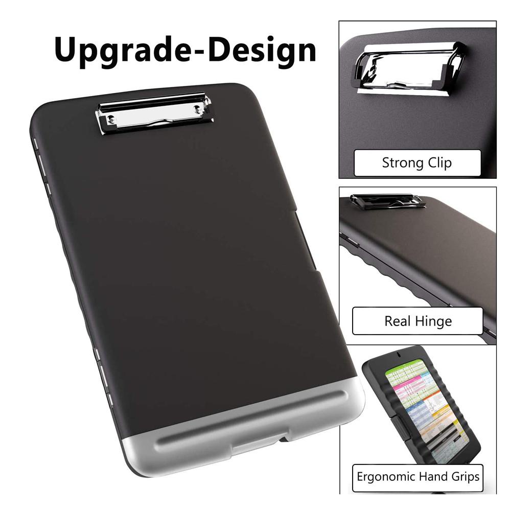 QUINTON Clipboard Box Portable File Plastik Organizer Tempat Pulpen Dengan Penyimpanan Slimcase Box Multifungsi
