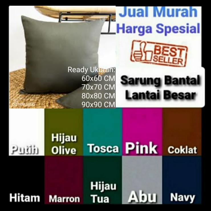 Sarung Bantal Sofa Jumbo Polos 60X60, 70X70, 80X80, 90X90 Katun Micro - Putih, 90X90 Cm