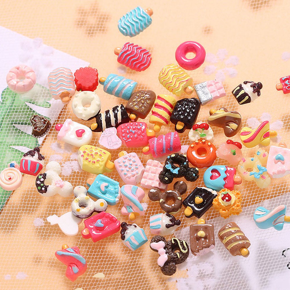 Mxbeauty Hiasan Kuku 3d Bentuk Es Krim / Kue / Donat Bahan Resin Model Jepang Untuk Nail Art