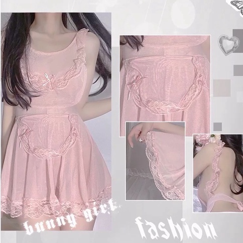 Lingerie Wanita G String Sexy Lingerie Babydoll Renda Baju Tidur tali A3510-6