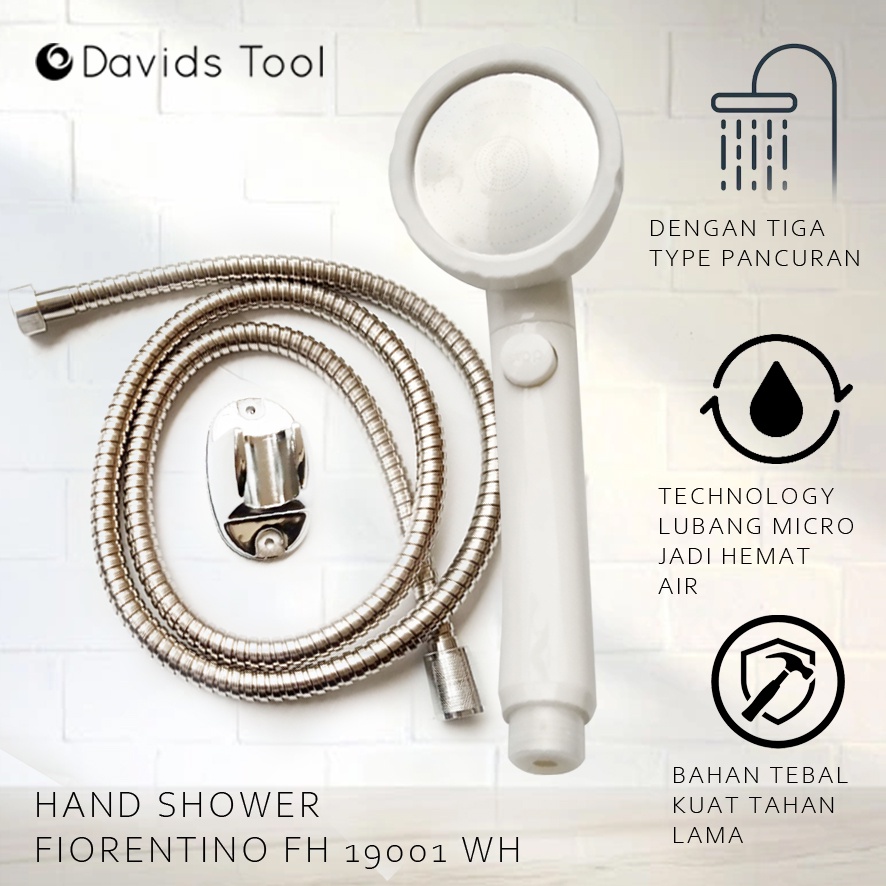 Hand Shower Kamar Mandi Kepala Sower Set Hitam Putih Fiorentino 19001