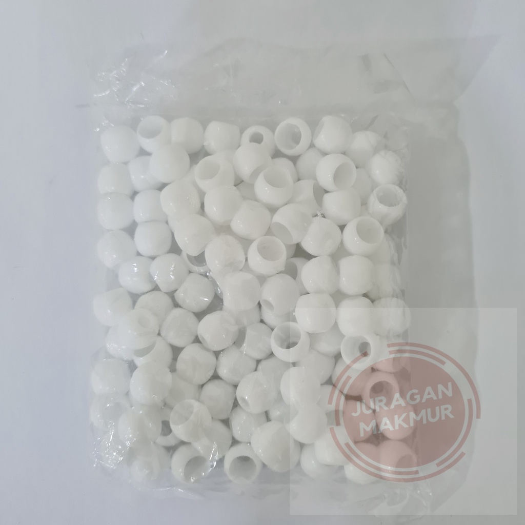 [120 pcs] Lobi Lobi Tali Kur Bulat - Stopper Tali Kur Bulat Putih - Lobi Ujung Tali Kur Ukuran 9 mm 