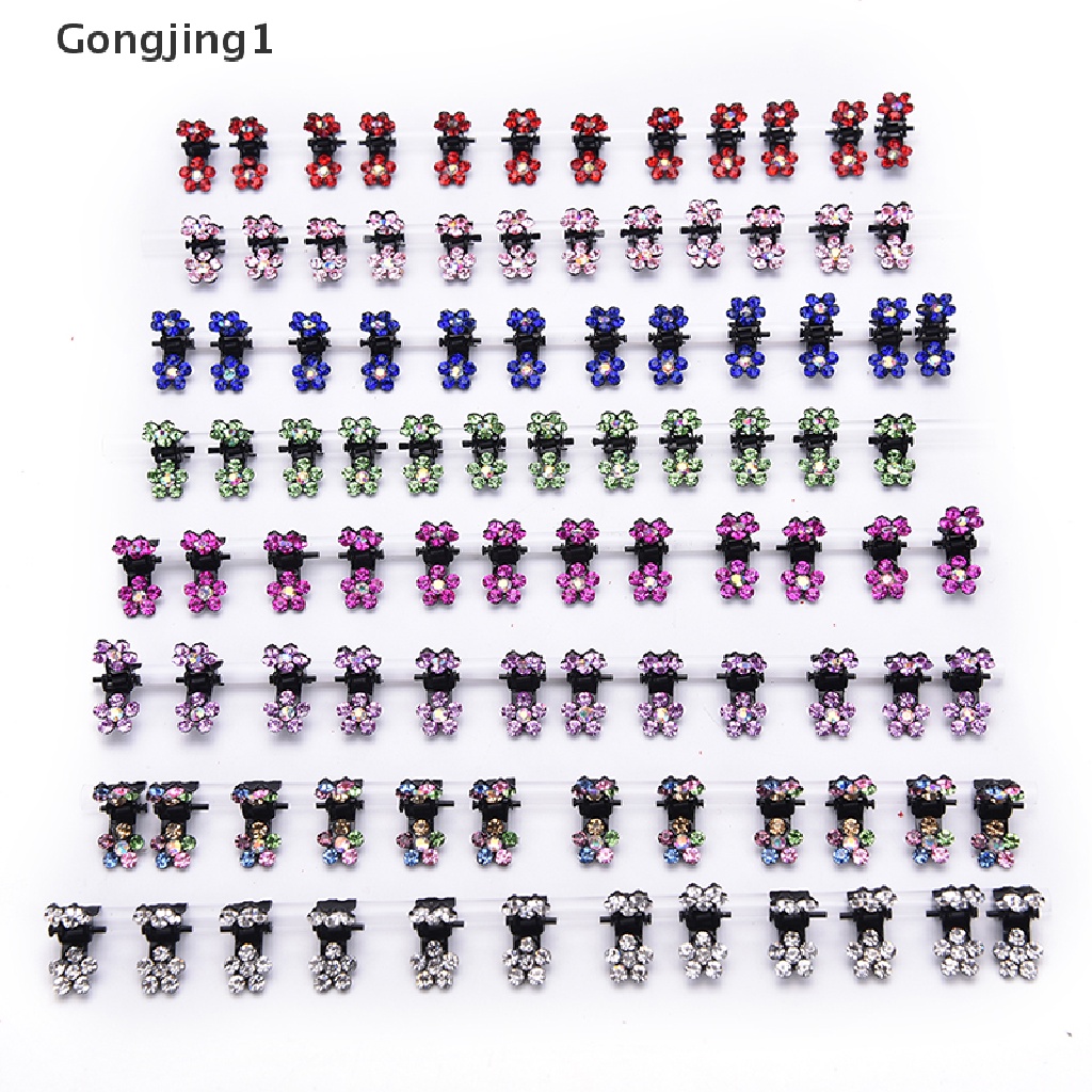 Gongjing1 12pcs / Set Jepit Rambut Mini Bentuk Bunga Aksen Kristal Untuk Aksesoris Bayi / Anak Perempuan