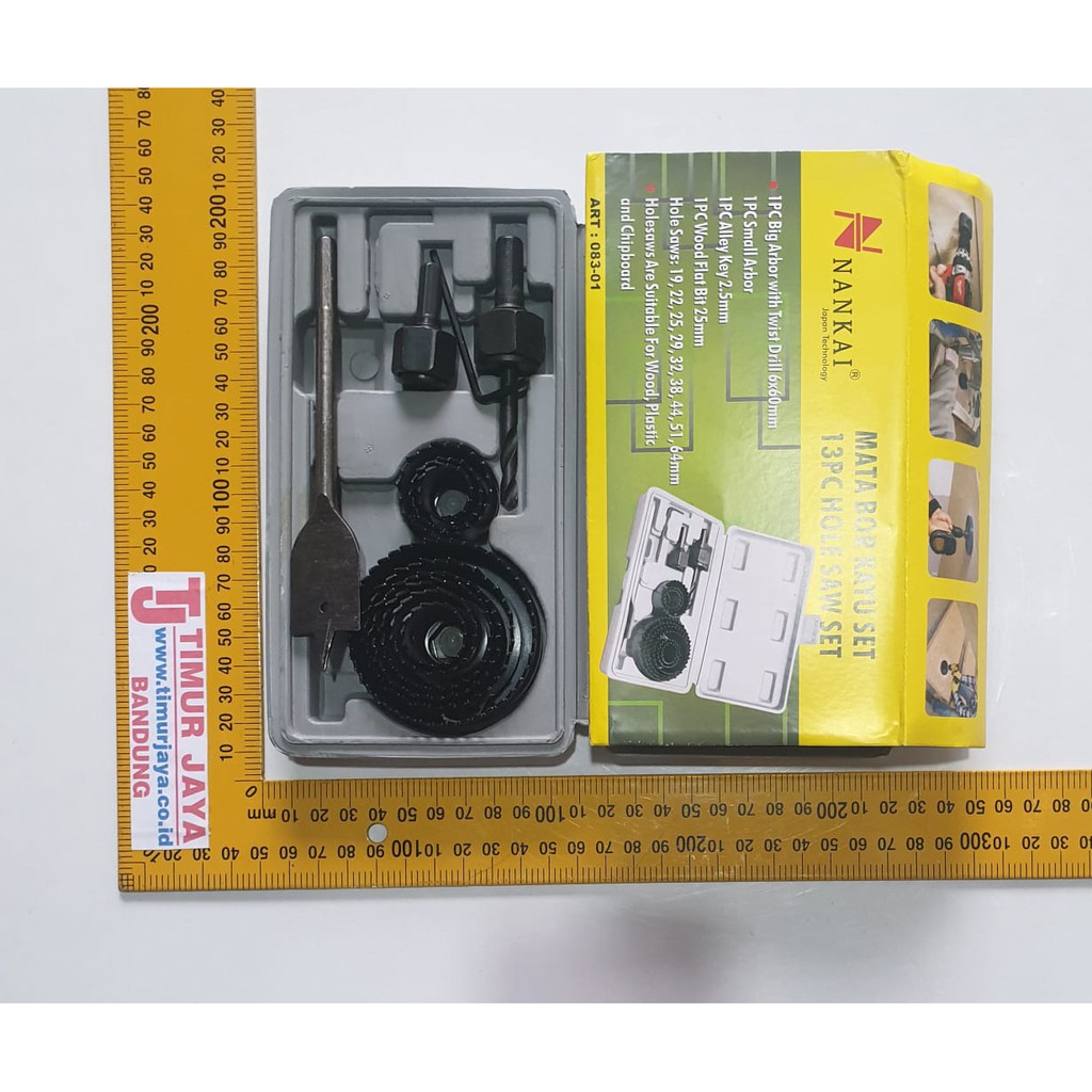 HL PROMO 13 SET Holesaw Kit Hole Saw Kit Mata Bor Kayu benz hole Pelubang Kayu PIPA PARALON PVC GYPSUM ACRYLIC Hidroponik