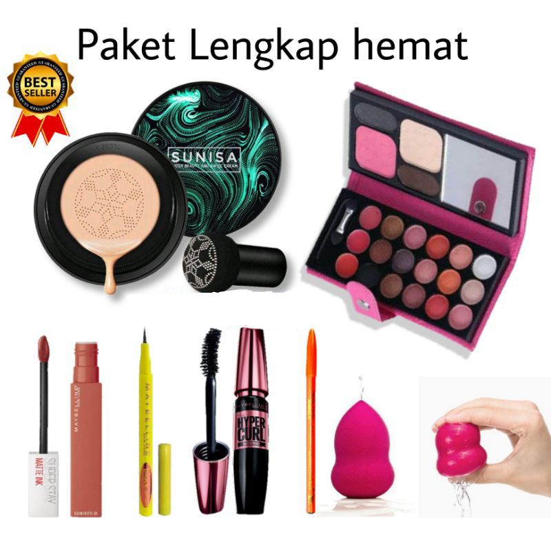 paket make up set lengkap murah 7 in 1 sunissa magic cushion paket hemat
