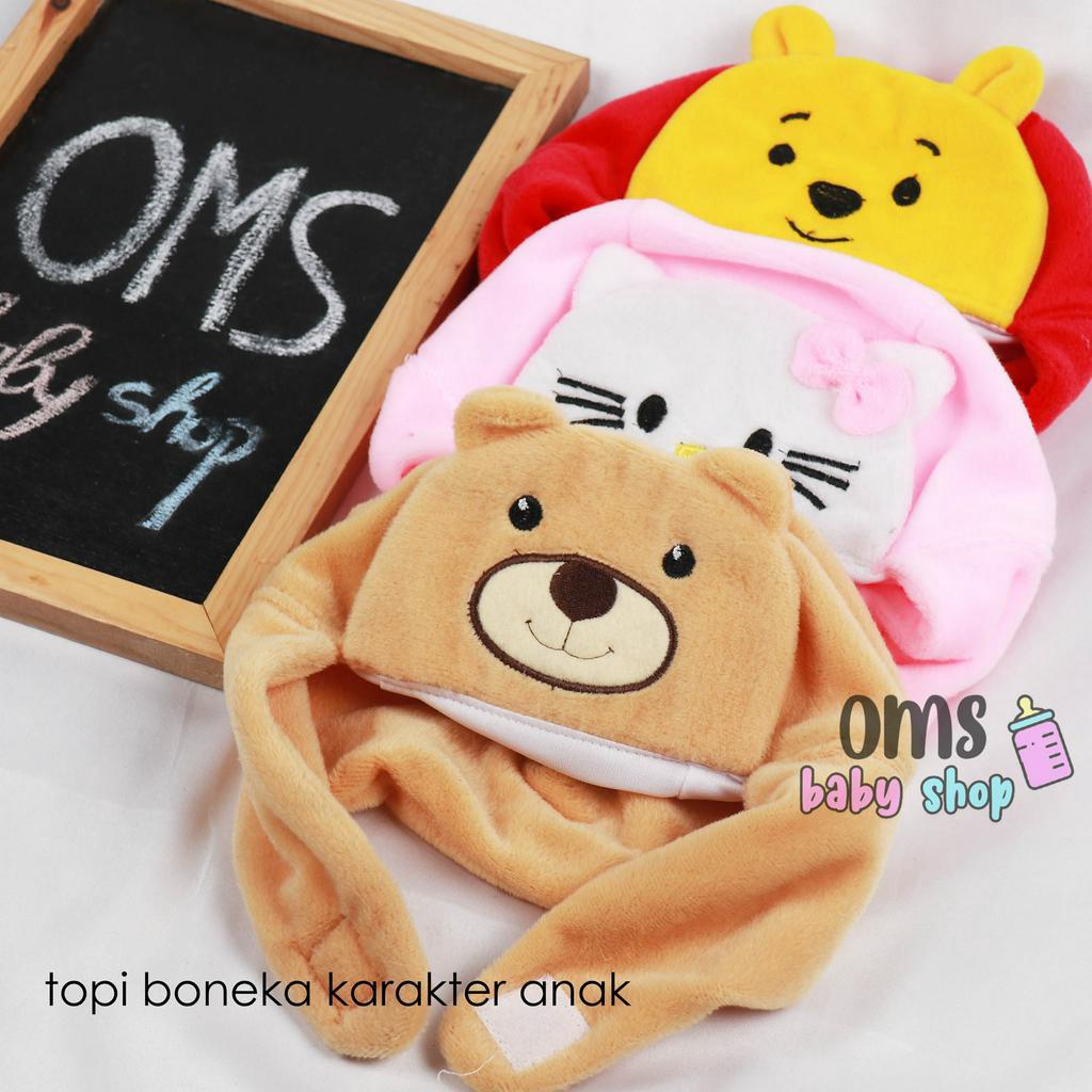 [OMS Babyshop] Topi Boneka Karakter Anak Lucu / Topi Kupluk Bayi Bahan Fleece /  Topi Bayi Anak Motif Lucu