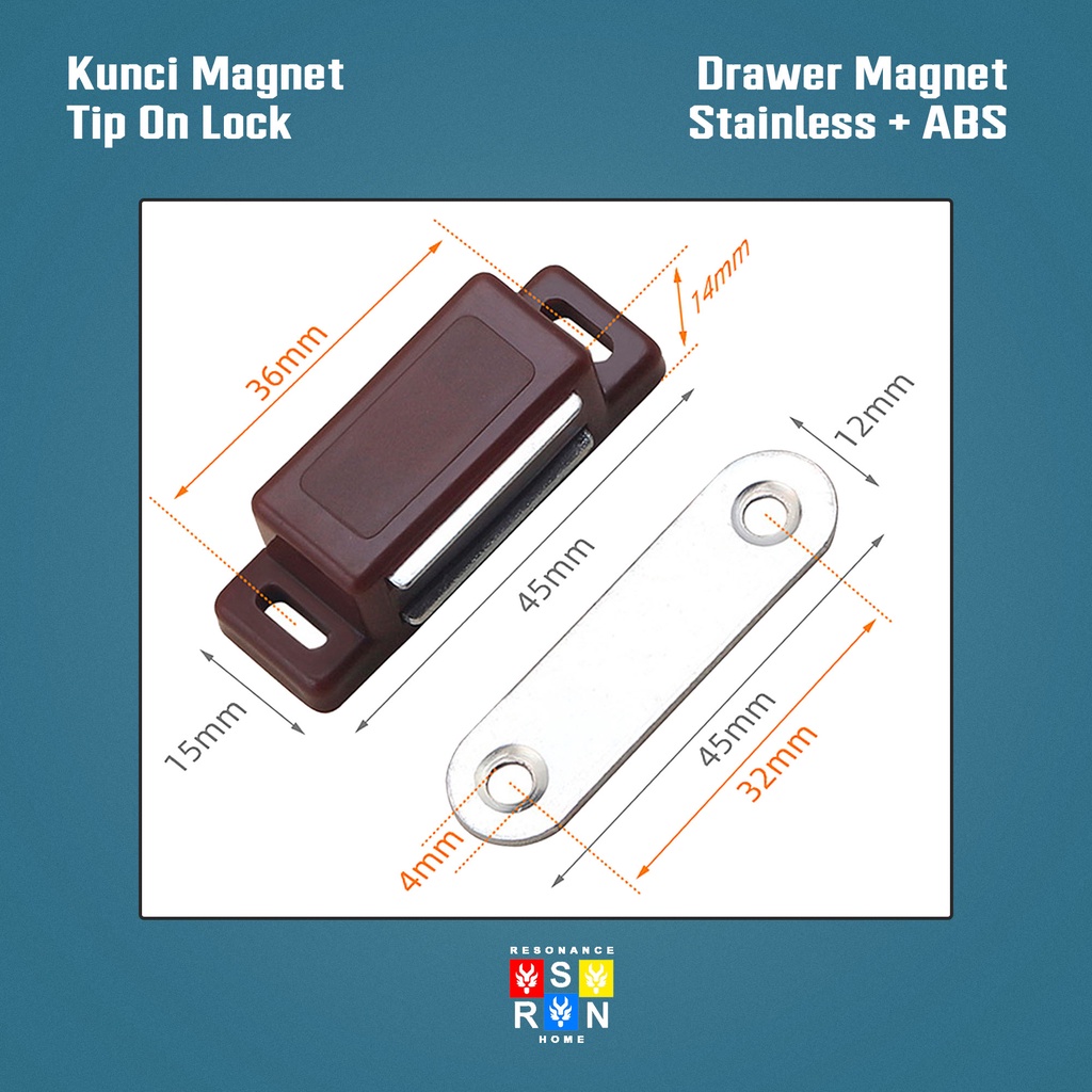 Magnet Pintu Laci Lemari Magnetic Door Stopper Pintu Laci Lemari / Drawer Magnet Resonance Home