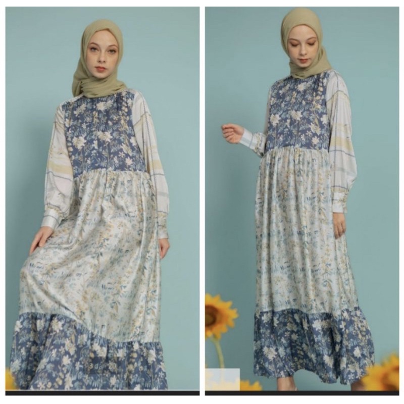 yasmine dress light gray ukuran M ori by aleza label