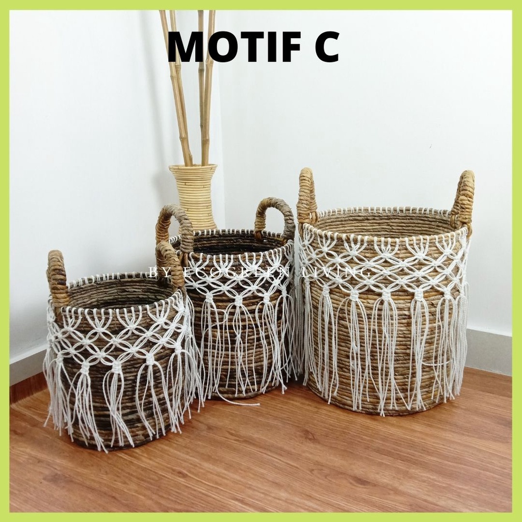 Keranjang anyaman / keranjang serbaguna / keranjang macrame / keranjang enceng gondok / pot anyaman