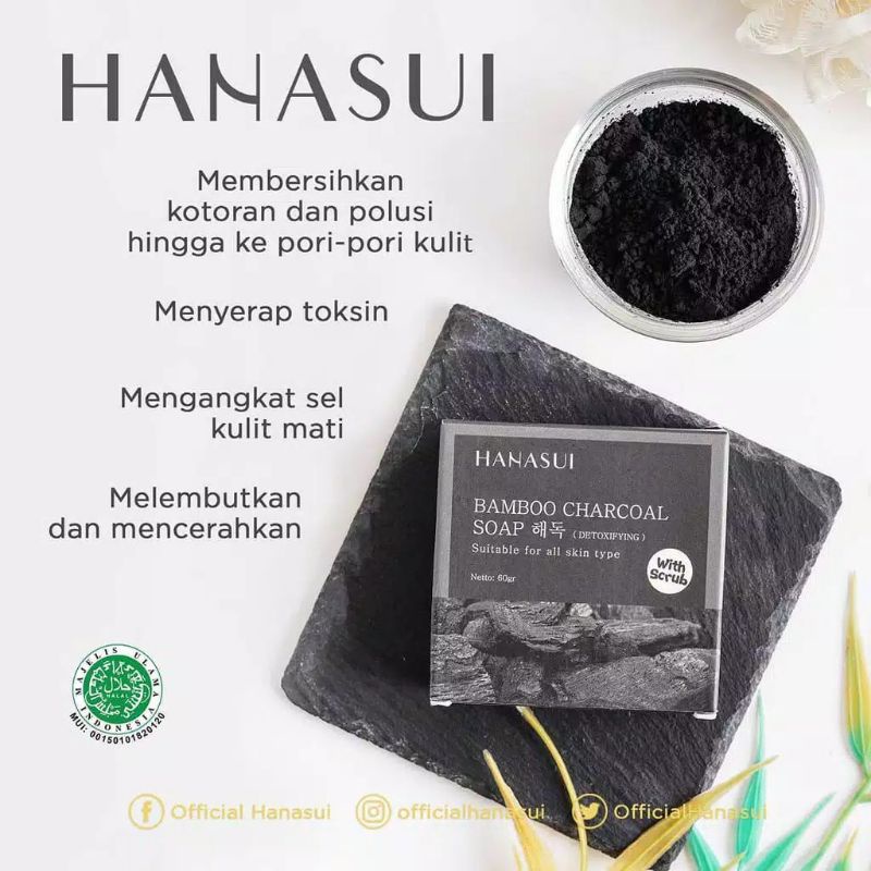 HANASUI Bar Soap 60g |White Rice|Bamboo Charcoal|Aloevera|Coffee