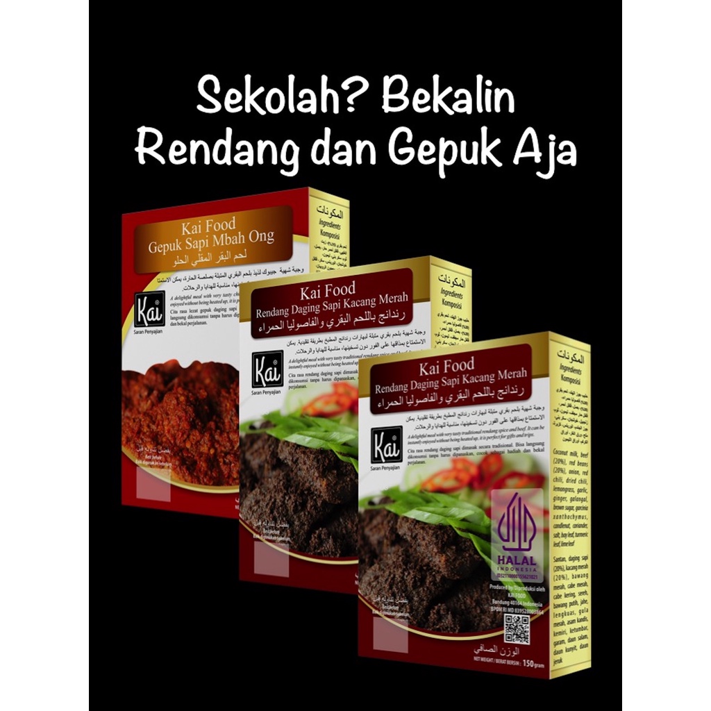 

Trio Hemat 2 RENDANG DAGING SAPI KACANG MERAH 1 GEPUK SAPI MBAH ONG Kai Food 450g